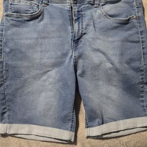 Angels Light Blue Rolled-Hem Denim Shorts